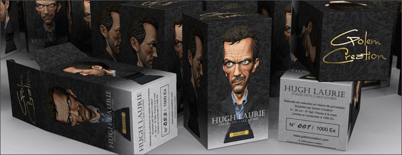 Hugh Laurie Caricature bust 22cm résine